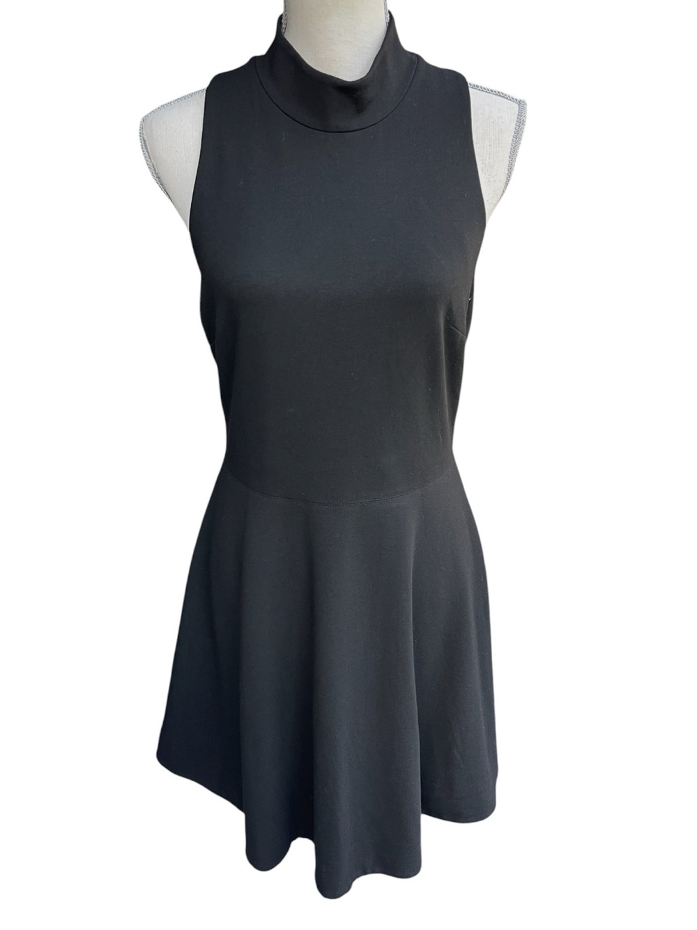 Kit & Ace Black Monaco Mock Neck Racer Back Sleeveless Fit and Flare Dress (8)